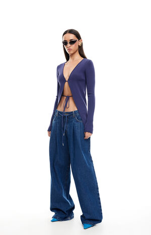 Slouched Low Rise Tie Up Jeans image number 4