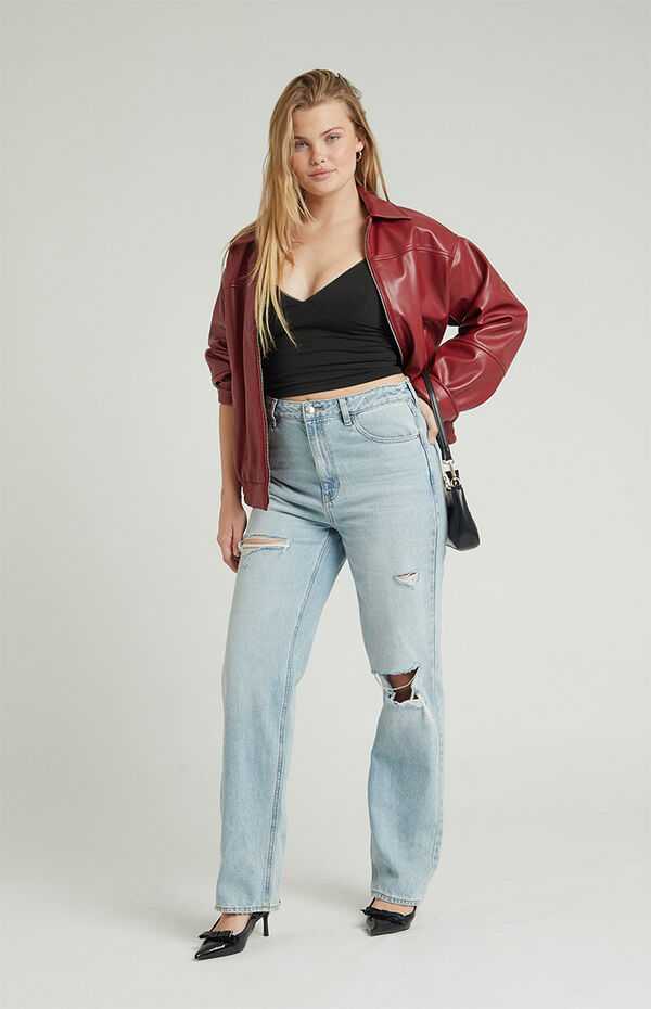 Eco Light Blue Ripped '90s Boyfriend Jeans
