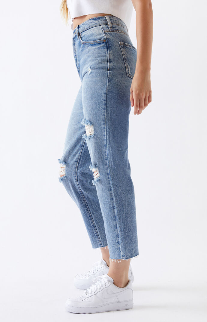 Light High Waisted Straight Leg Jeans