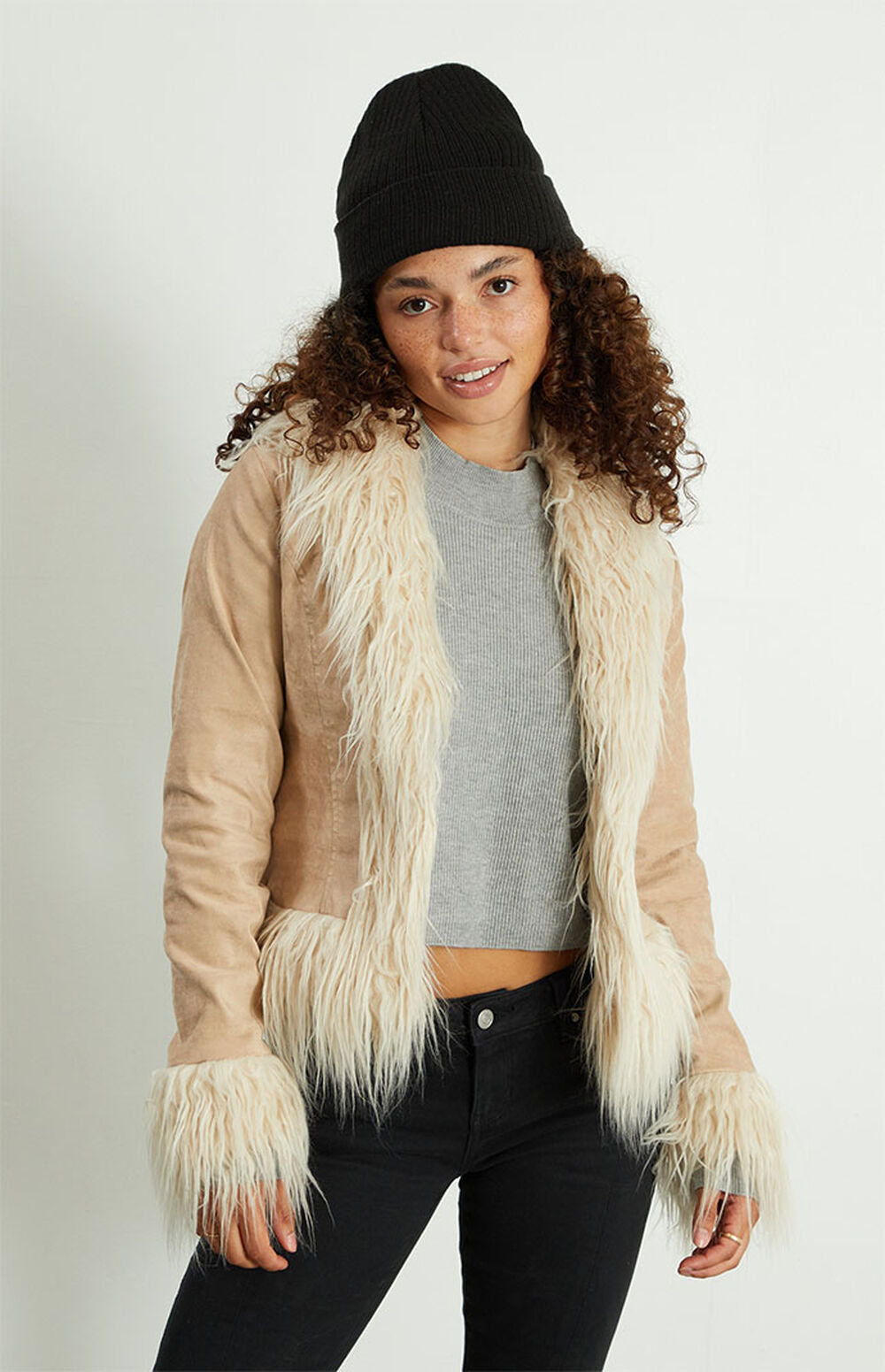 PacSun Tan Fur Lined Jacket PacSun
