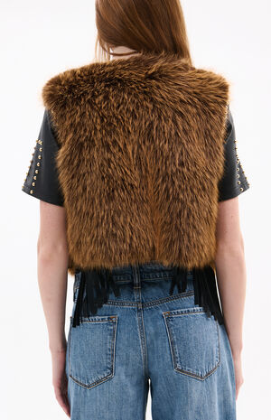 Dedra Brown Faux Fur Vest image number 3