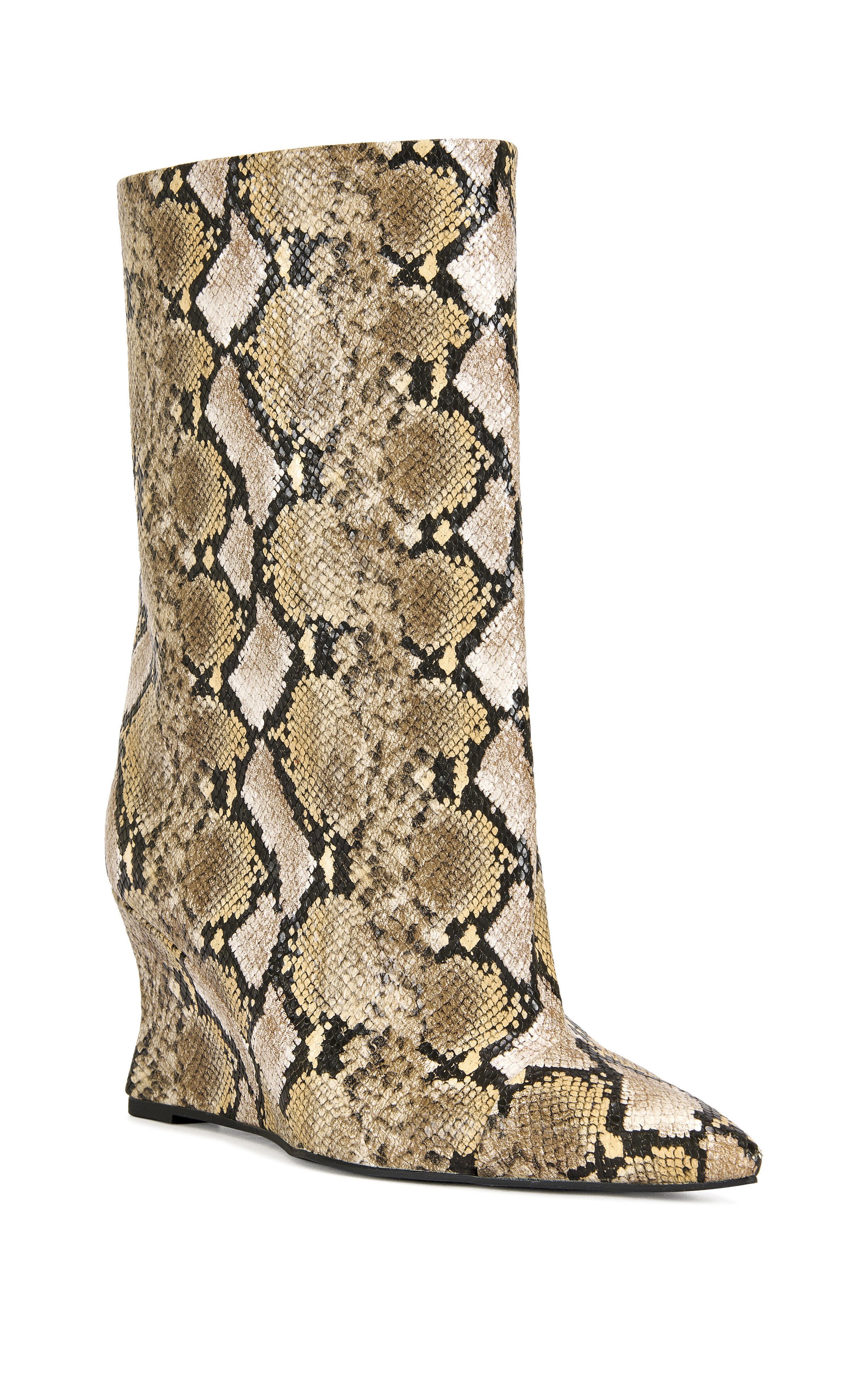 AZALEA WANG Women's Vinci Snake Wedge Booties