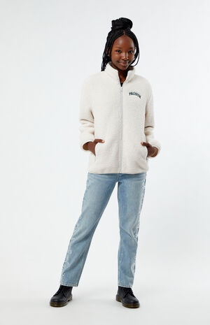 Taupe Sherpa Full Zip Shacket image number 5