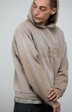 1183 Khaki Vintage Wash&nbsp;Heavyweight Raglan Oversized Fleece Hoodie image number 3