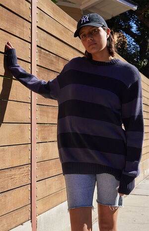 Navy & Light Blue Brianna Striped Sweater image number 1