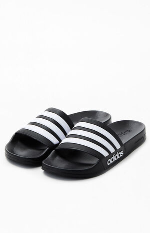 Black Adilette Shower Slide Sandals image number 2