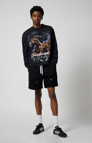 Black Carpenter Baggy Sweat Shorts image number 2