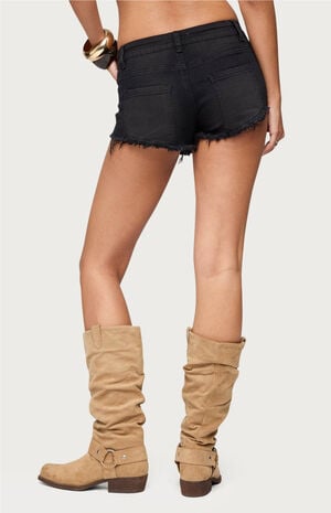 Studded Low Rise Denim Micro Shorts image number 3