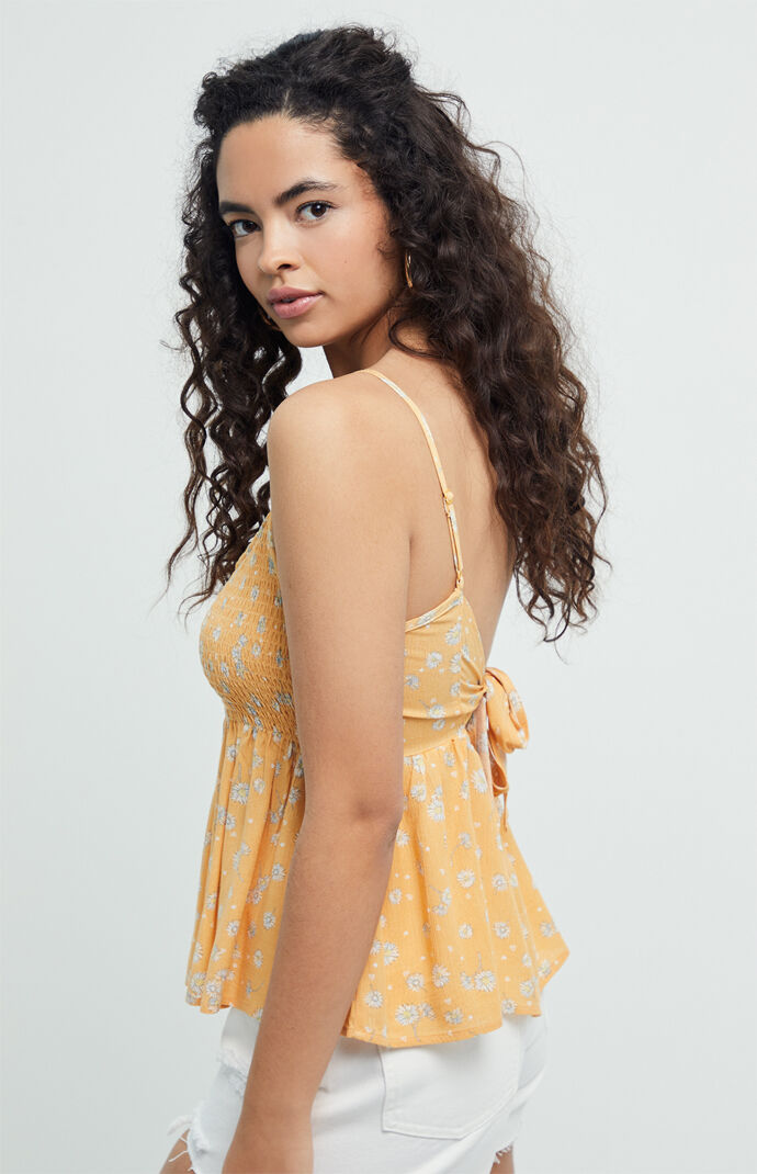 Smocked Tie Back Babydoll Top