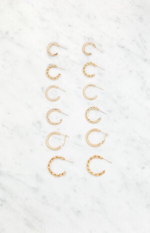 6 Pack Braided Hoop Earrings image number 1