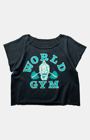 90s World Gym Crew Neck Cropped Sweatshirt image number 1