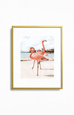Flamingo Metal Framed Art Print Gold 18" x 24" image number 1
