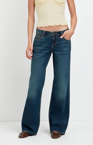 Zoe Low Rise Girlfriend Jeans Flap Pocket Dark Blue image number 2