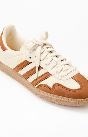 Women's Cream & Brown Samba OG Sneakers image number 6