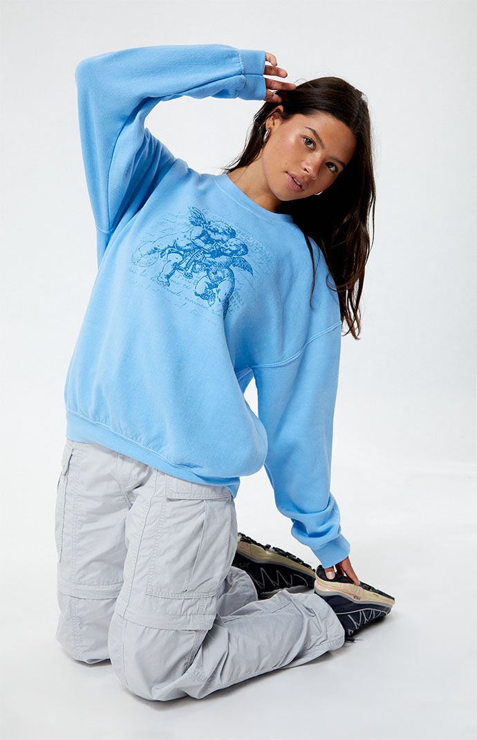 NEW GIRLS DON'T CRY ANGEL BABY BLUE SWEATSHIRT SZ MEDIUM