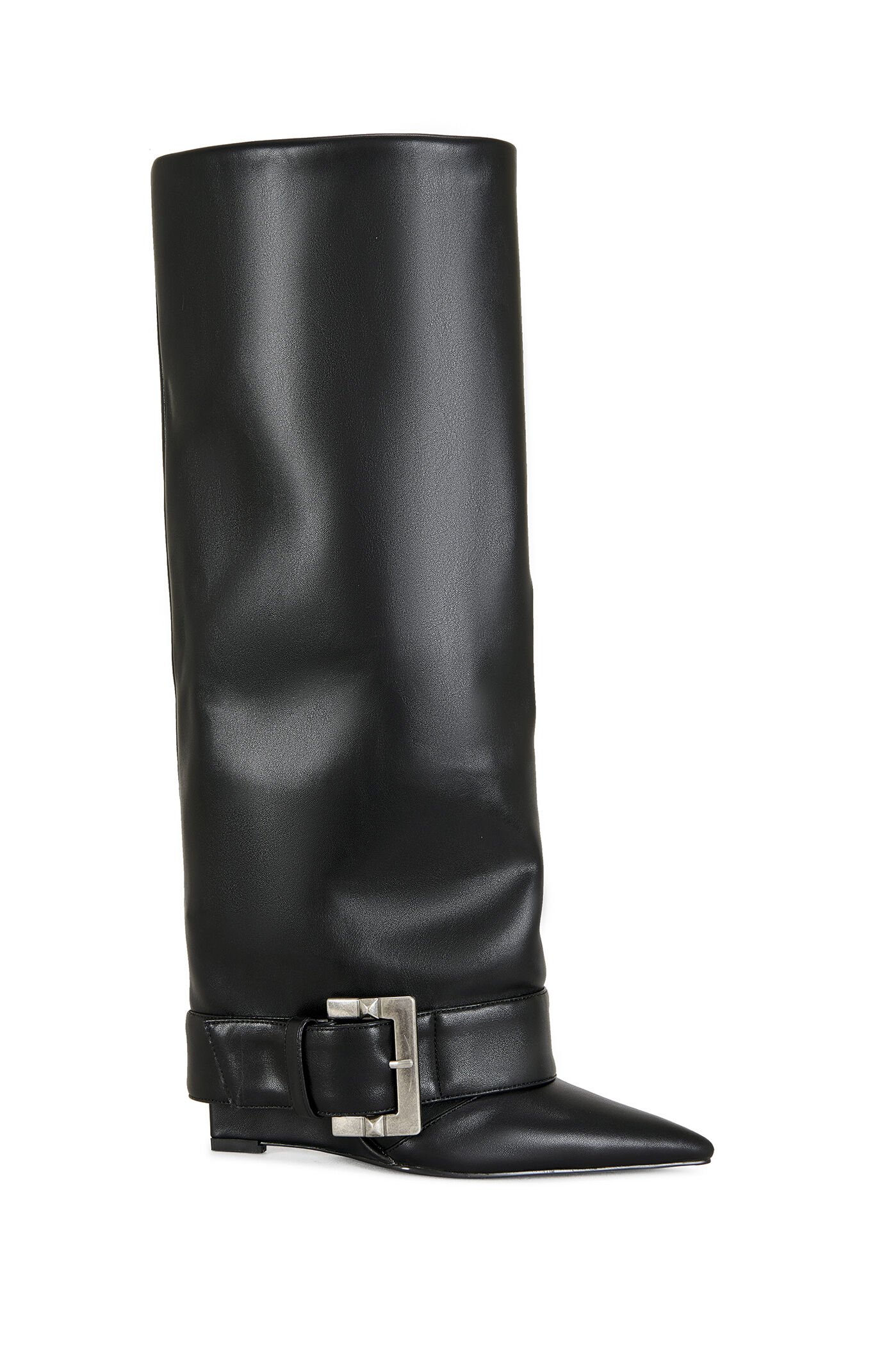 AZALEA WANG Antonina Black Wedge Tall Boots