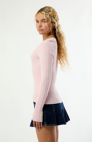 Maple Cable Knit V-Neck Sweater image number 4