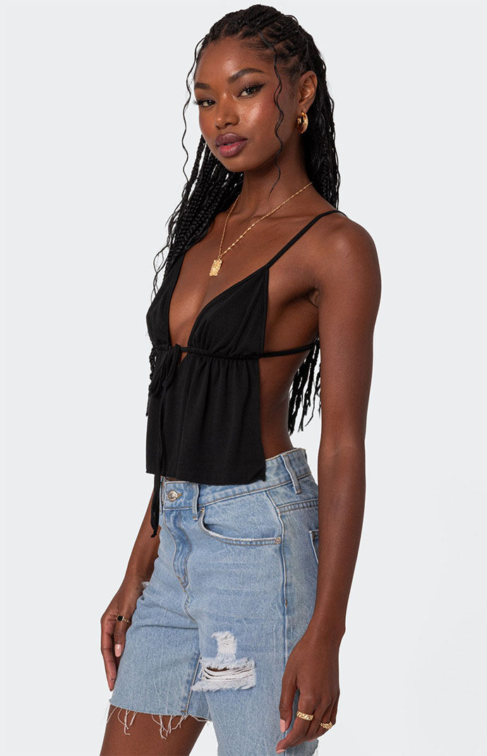 Edikted Rylee Tie Front Open Back Top | PacSun