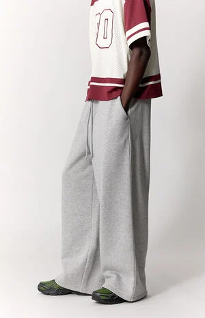 Heather Grey Fleece Ultra Baggy Sweatpants image number 3