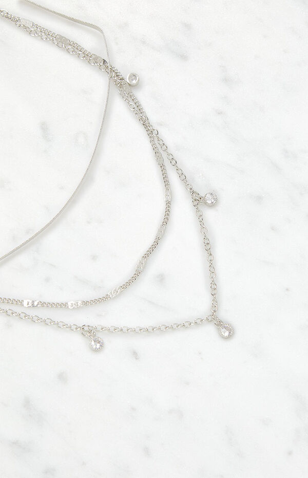 Silver Mixed Chain Layered Necklace