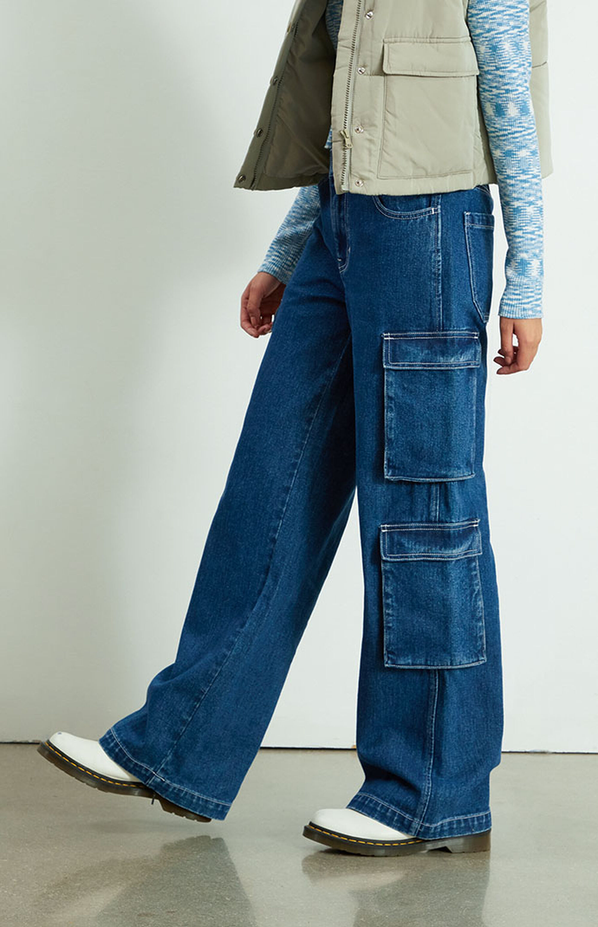 PacSun Dark Blue Baggy Cargo Pants PacSun