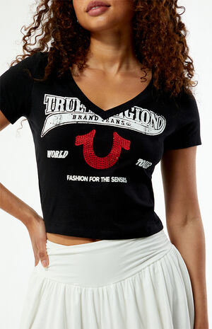 Distressed Crystal V-Neck T-Shirt image number 2