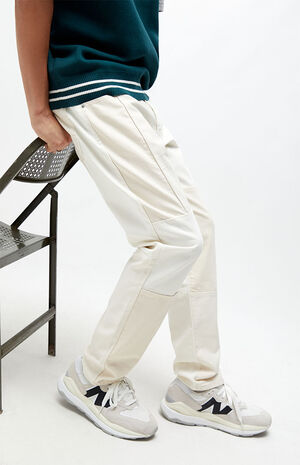 Cream Patchwork Straight Jeans image number 1