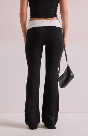 Eyelet Fold-Over Flare Pants image number 4