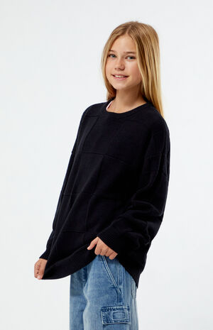 Black Tonal Checkerboard Sweater image number 3