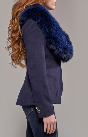 Liliane Navy Faux Fur Blazer image number 4
