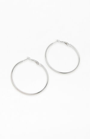 Silver Hoop Earrings image number 3