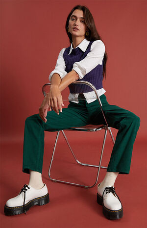 Green Corduroy Dad Jeans image number 6