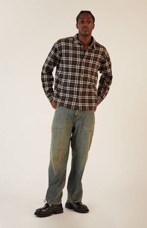 Washed Cropped Flannel Shirt image number 5