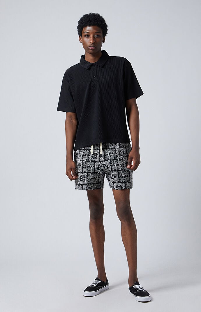 LES DEUX TAPESTRY SHORTS IN BLACK SURPLUS GREEN | Thred