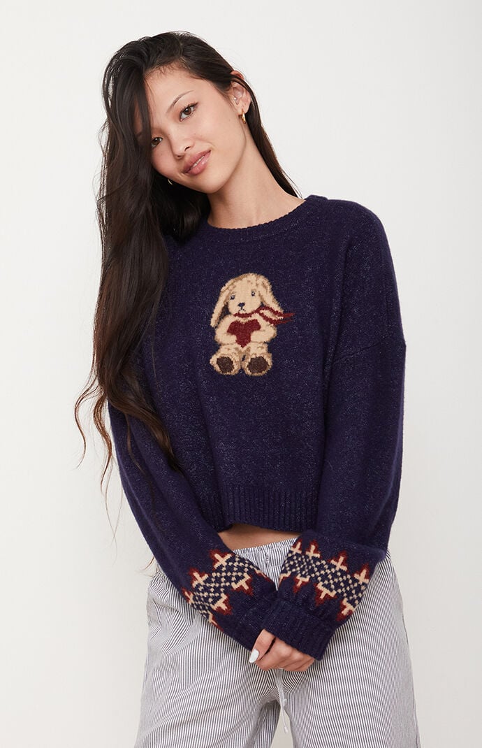 La Hearts Women s Ski Bunny Sweater in Navy Size Medium