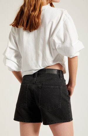 Sophie Denim Mom Shorts Black image number 5