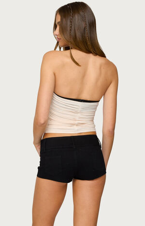 Contrast Bra Ruched Mesh Corset image number 4