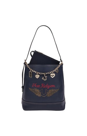 Chain Moto Faux Leather Bucket Bag image number 1