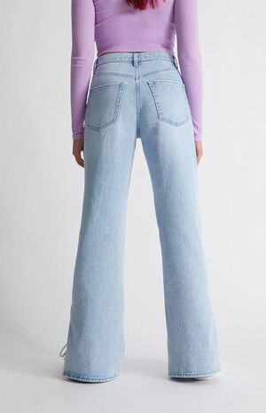 Light&nbsp;Blue Slit Baggy Jeans image number 4