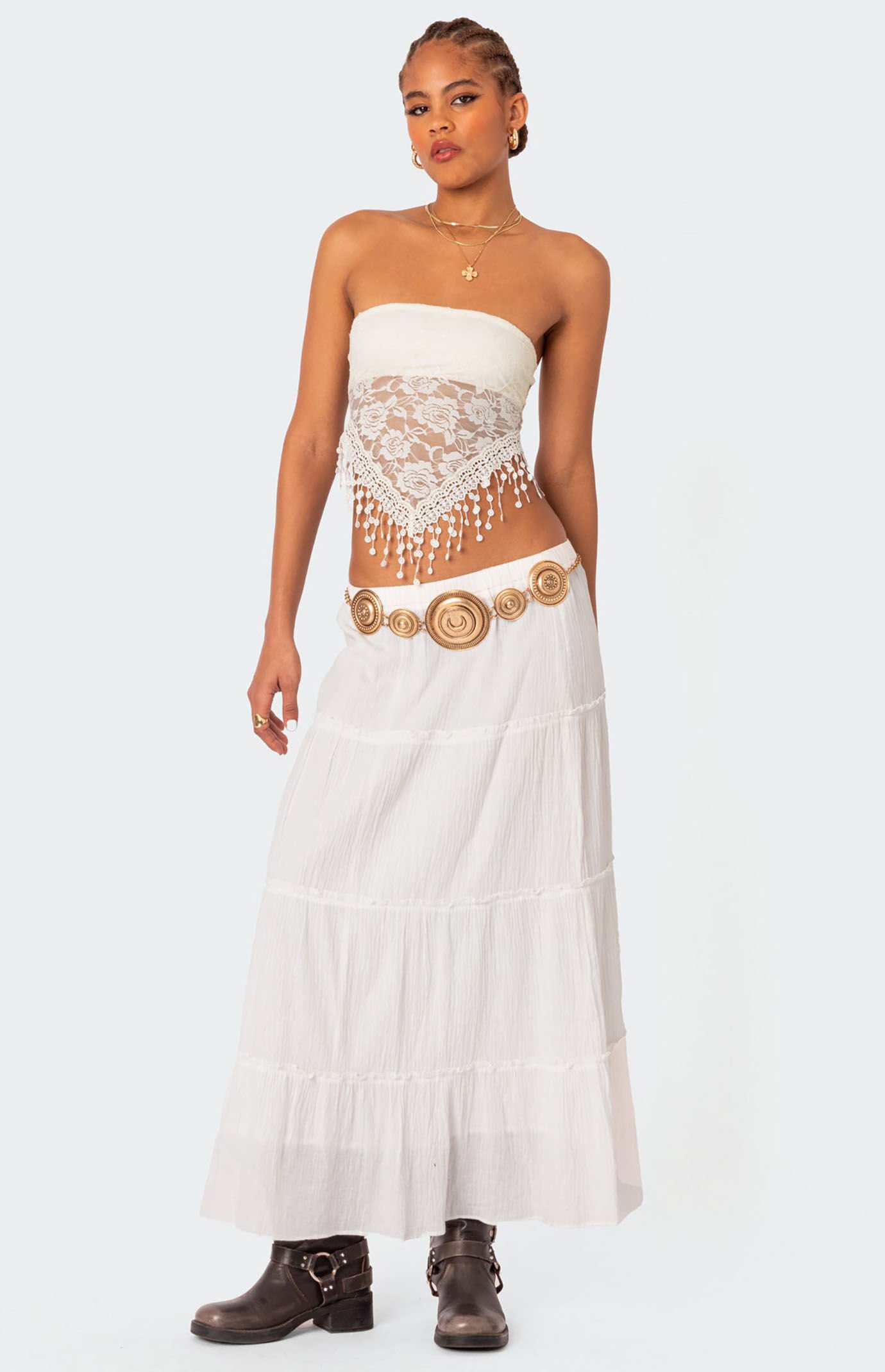 Edikted India Sheer Lace Strapless Top | PacSun