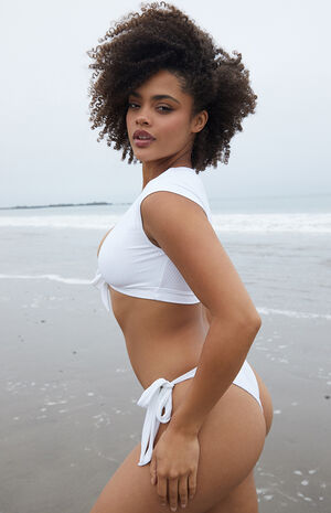 Eco White Ashley Tie Front Bikini Top Eco White Ashley Tie Front Bikini Top image number null