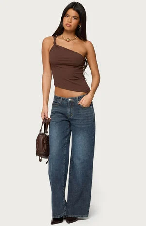 Knotted One Shoulder Asymmetric Top image number 5