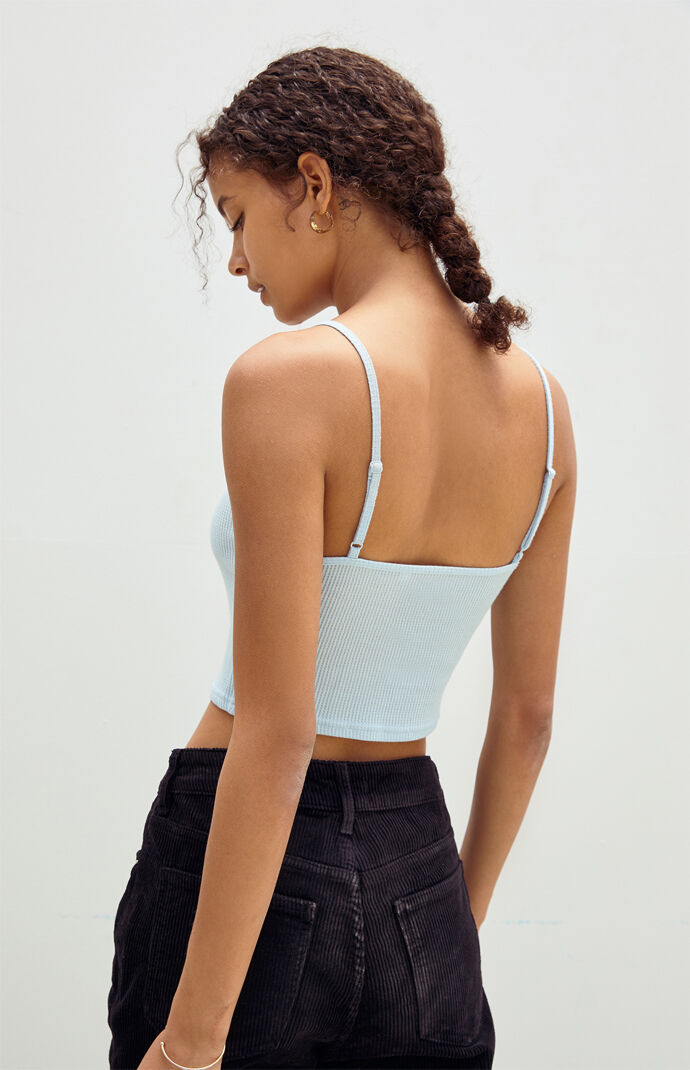Waffle Lace Cami Tank Top
