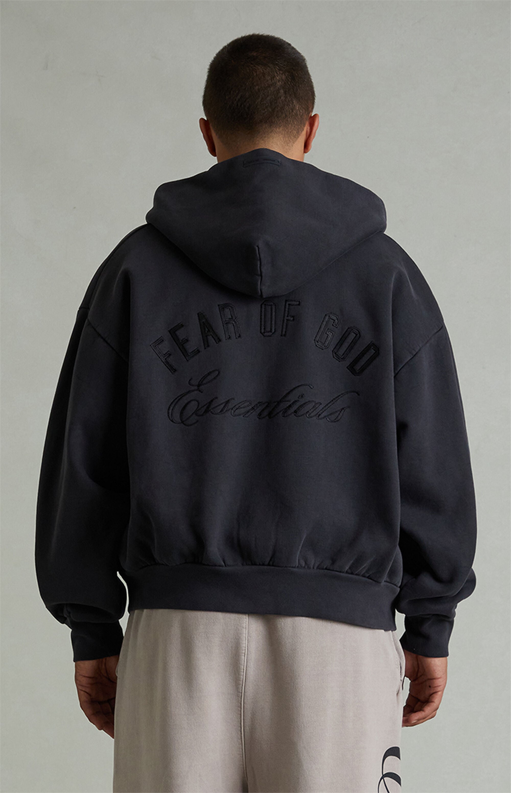 Fear of God ESSENTIALS Vintage Black Classic Full Zip Hoodie | Pacsun