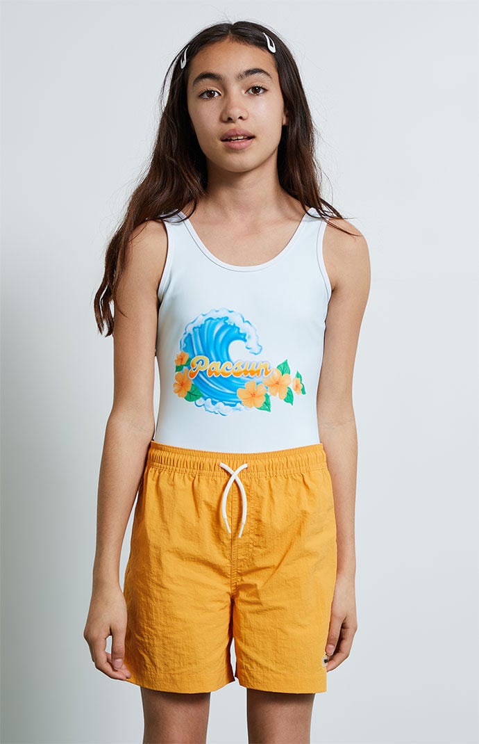 PacSun Kids Blue Wave One Piece Swimsuit PacSun
