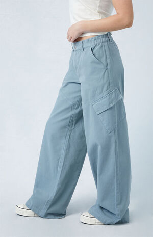 Blue E-Waist Low Rise Baggy Cargo Pants image number 1