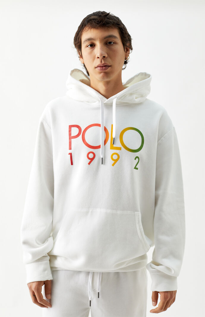 Ralph lauren white hoodie discount