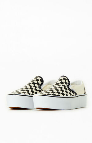 Black & White Slip-On Platform Sneakers image number 2