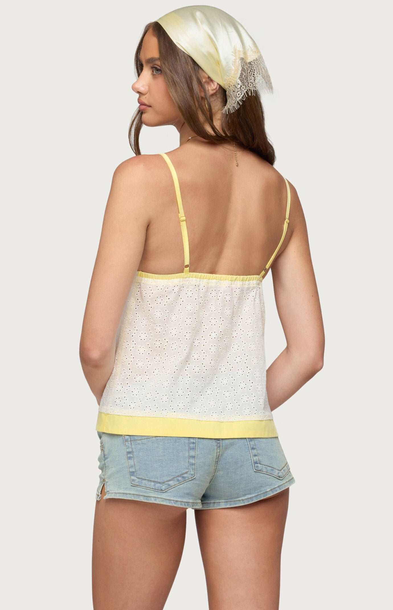 Edikted Mavie Eyelet Babydoll Tank Top