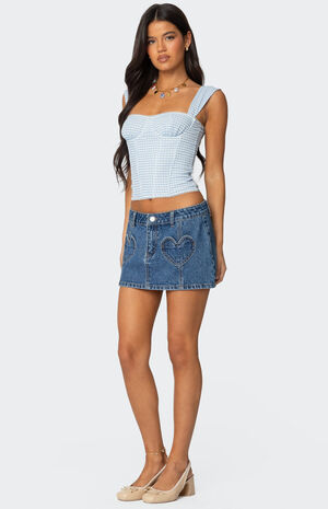 Heart Pocket Denim Mini Skirt image number 4
